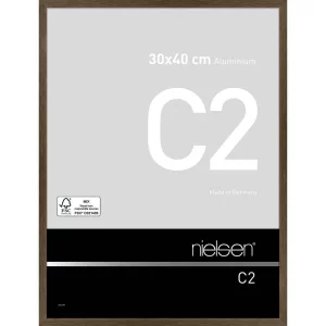 Alurahmen C2 30x40 cm | Struktur Walnuss matt | Normalglas (2 mm)