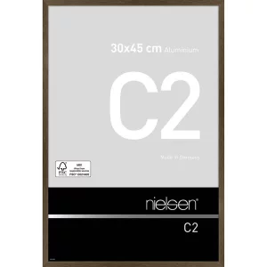 Alurahmen C2 30x45 cm | Struktur Walnuss matt | Normalglas (2 mm)