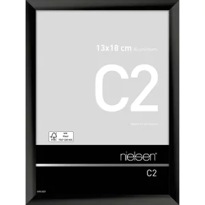 Fotorahmen C2 13x18 cm | Eloxal Schwarz glanz | Normalglas (2 mm)