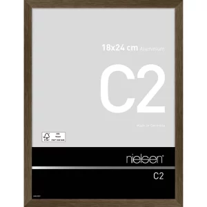 Fotorahmen C2 18x24 cm | Struktur Walnuss matt | Normalglas (2 mm)