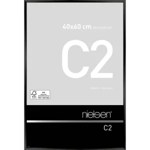 Alurahmen C2 40x60 cm | Eloxal Schwarz glanz | Normalglas (2 mm)