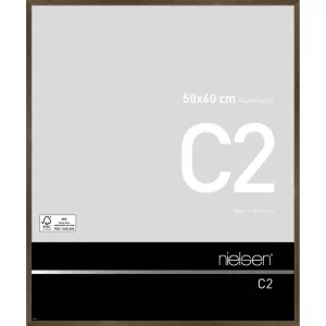 Alurahmen C2 50x60 cm | Struktur Walnuss matt | Normalglas (2 mm)