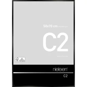 Alurahmen C2 50x70 cm | Eloxal Schwarz glanz | Normalglas (2 mm)