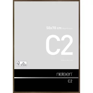Alurahmen C2 50x70 cm | Struktur Walnuss matt | Normalglas (2 mm)