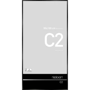 Alurahmen C2 50x100 cm | Eloxal Schwarz glanz | Normalglas (2 mm)