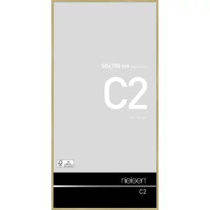 Alurahmen C2 50x100 cm | Struktur Gold matt | Normalglas (2 mm)