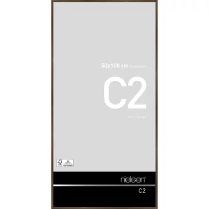 Alurahmen C2 50x100 cm | Struktur Walnuss matt | Normalglas (2 mm)
