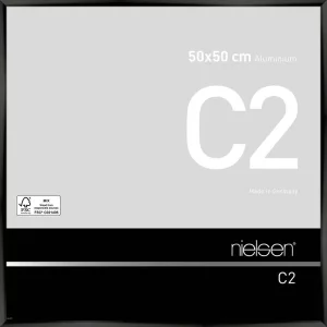 Alurahmen C2 50x50 cm | Eloxal Schwarz glanz | Normalglas (2 mm)