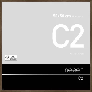 Alurahmen C2 50x50 cm | Struktur Walnuss matt | Normalglas (2 mm)