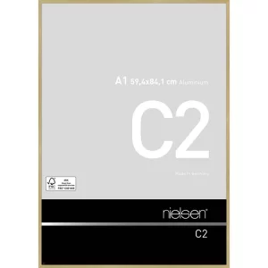 Alurahmen C2 59,4x84,1 cm (A1) | Struktur Gold matt | Normalglas (2 mm)