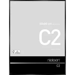 Alurahmen C2 60x80 cm | Eloxal Schwarz glanz | Normalglas (2 mm)