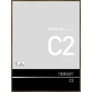 Alurahmen C2 60x80 cm | Struktur Walnuss matt | Normalglas (2 mm)