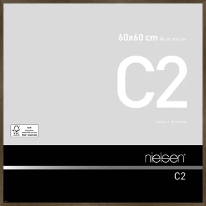 Alurahmen C2 60x60 cm | Struktur Walnuss matt | Normalglas (2 mm)