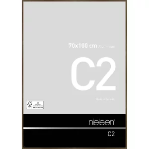 Alurahmen C2 70x100 cm | Struktur Walnuss matt | Normalglas (2 mm)