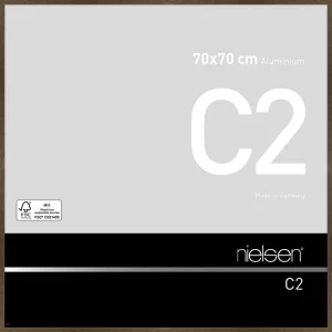 Alurahmen C2 70x70 cm | Struktur Walnuss matt | Normalglas (2 mm)