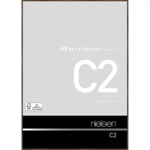 Alurahmen C2 84,1x118,9 cm (A0) | Struktur Walnuss matt | Normalglas (2 mm)