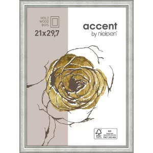 Holzrahmen Ascot 21x29,7 cm (A4) | Silber | Normalglas (2 mm)