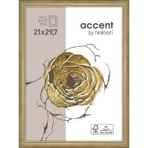 Holzrahmen Ascot 21x29,7 cm (A4) | Gold | Normalglas (2 mm)