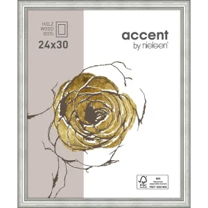 Holzrahmen Ascot 24x30 cm | Silber | Normalglas (2 mm)