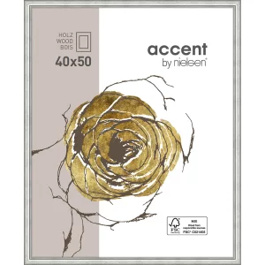 Holzrahmen Ascot 40x50 cm | Silber | Normalglas (2 mm)