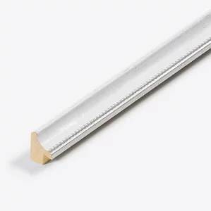Holzleiste Opera 15 nach Maß Weiß-Silber | Normalglas (2 mm)
