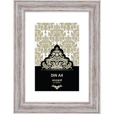 Rama drewniana Vintage 21x29,7 cm (A4) | biały | szkło standardowe (2 mm)