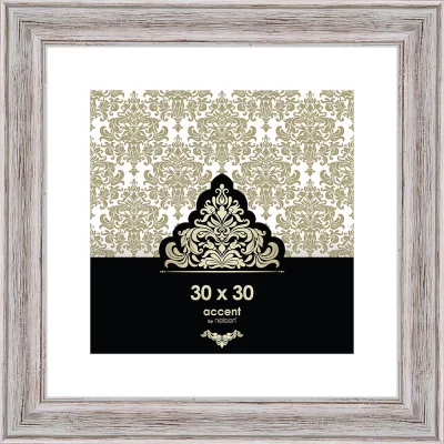 Rama drewniana Vintage 30x30 cm | biały | szkło standardowe (2 mm)