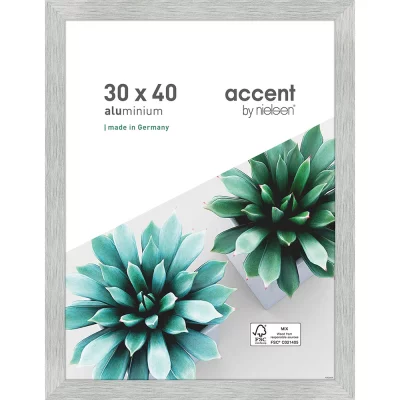 Rama aluminiowa Star 30x40 cm | matowe srebro | szkło standardowe (2 mm)