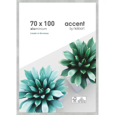 Aluminum kader Star 70x100 cm | zilver, mat | normaal glas (2 mm)