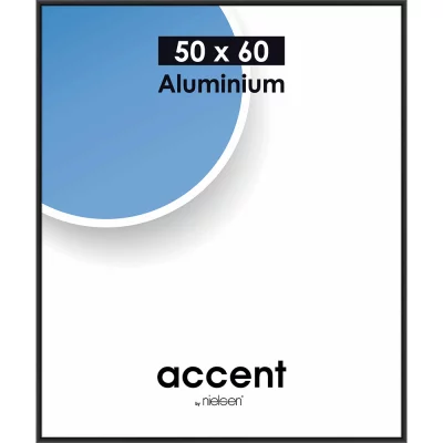 Alurahmen Accent 50x60 cm | Schwarz matt | Normalglas (2 mm)