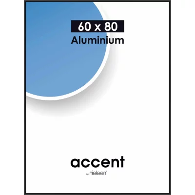 Alurahmen Accent 60x80 cm | Schwarz matt | Normalglas (2 mm)