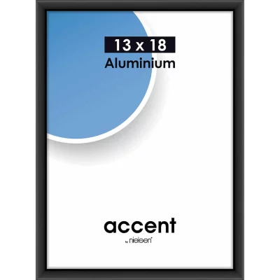 Alurahmen Accent 13x18 cm | Schwarz matt | Normalglas (2 mm)