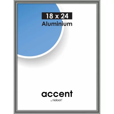 Alurahmen Accent 18x24 cm | Stahlgrau | Normalglas (2 mm)