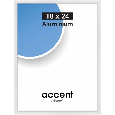 Alurahmen Accent 18x24 cm | Weiß glänzend | Normalglas (2 mm)