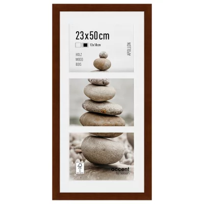 Multi fotolijst van hout Apollon voor 3 foto's 13x18 cm 23x50 cm (3x13x18 cm) | wengé | normaal glas (2 mm)