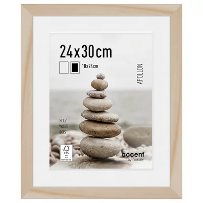 Houten lijst Apollon met passe-partout 24x30 cm (18x24 cm) | natuur | normaal glas (2 mm)