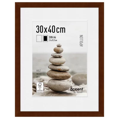 Houten kader Apollon met passe-partout 30x40 cm (21x29,7 cm) | Wengé | normaal glas (2 mm)