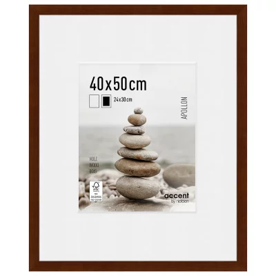 Cornice in legno Apollon con passepartout 40x50 cm (24x30 cm) | wengé | Vetro standard (2 mm)