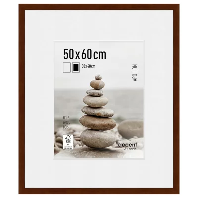 Houten kader Apollon met passe-partout 50x60 cm (30x40 cm) | Wengé | normaal glas (2 mm)
