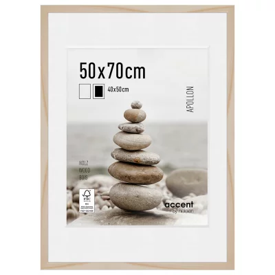 Houten kader Apollon met passe-partout 50x70 cm (40x50 cm) | natuur | normaal glas (2 mm)