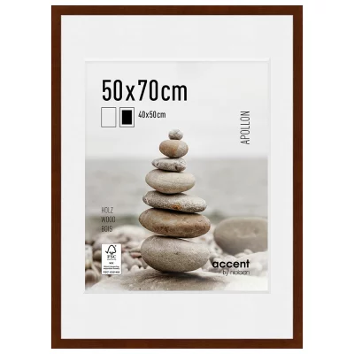 Houten kader Apollon met passe-partout 50x70 cm (40x50 cm) | Wengé | normaal glas (2 mm)