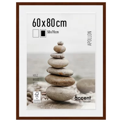 Cornice in legno Apollon con passepartout 60x80 cm (50x70 cm) | wengé | Vetro standard (2 mm)