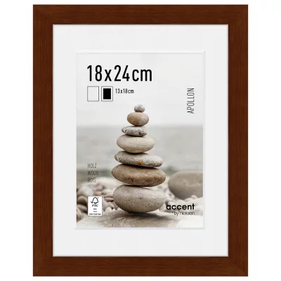 Houten lijst Apollon met passe-partout 18x24 cm (13x18 cm) | wengé | normaal glas (2 mm)