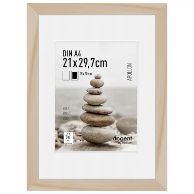 Treramme Apollon med passepartout 21x29,7 cm (15x20 cm) | Natur | Normalglass (2 mm)