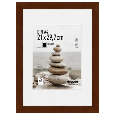 Treramme Apollon med passepartout 21x29,7 cm (15x20 cm) | Wengé | Normalglass (2 mm)