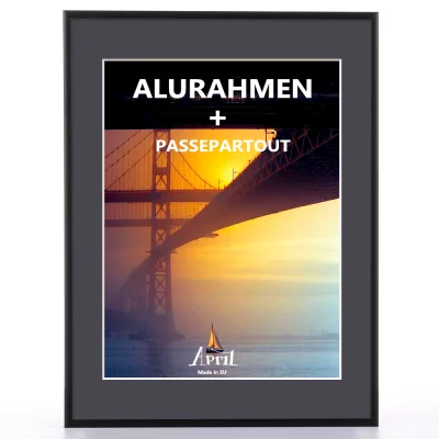 Thumbnail von Aluminium-Bilderrahmen Merkur inkl. Passepartout (Schwarz) Schwarz-Schwarz