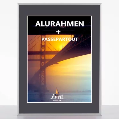 Thumbnail von Aluminium-Bilderrahmen Merkur inkl. Passepartout (Schwarz) Silber-Schwarz