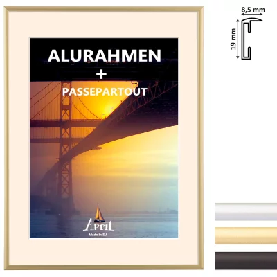 Thumbnail von Aluminium-Bilderrahmen Merkur inkl. Passepartout (Creme)