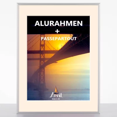 Thumbnail von Aluminium-Bilderrahmen Merkur inkl. Passepartout (Creme) Silber-Creme