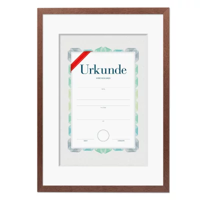 Træramme til diplomer og beviser, A3 29,7x42 cm (A3) | Brun | Normalglas (2 mm)